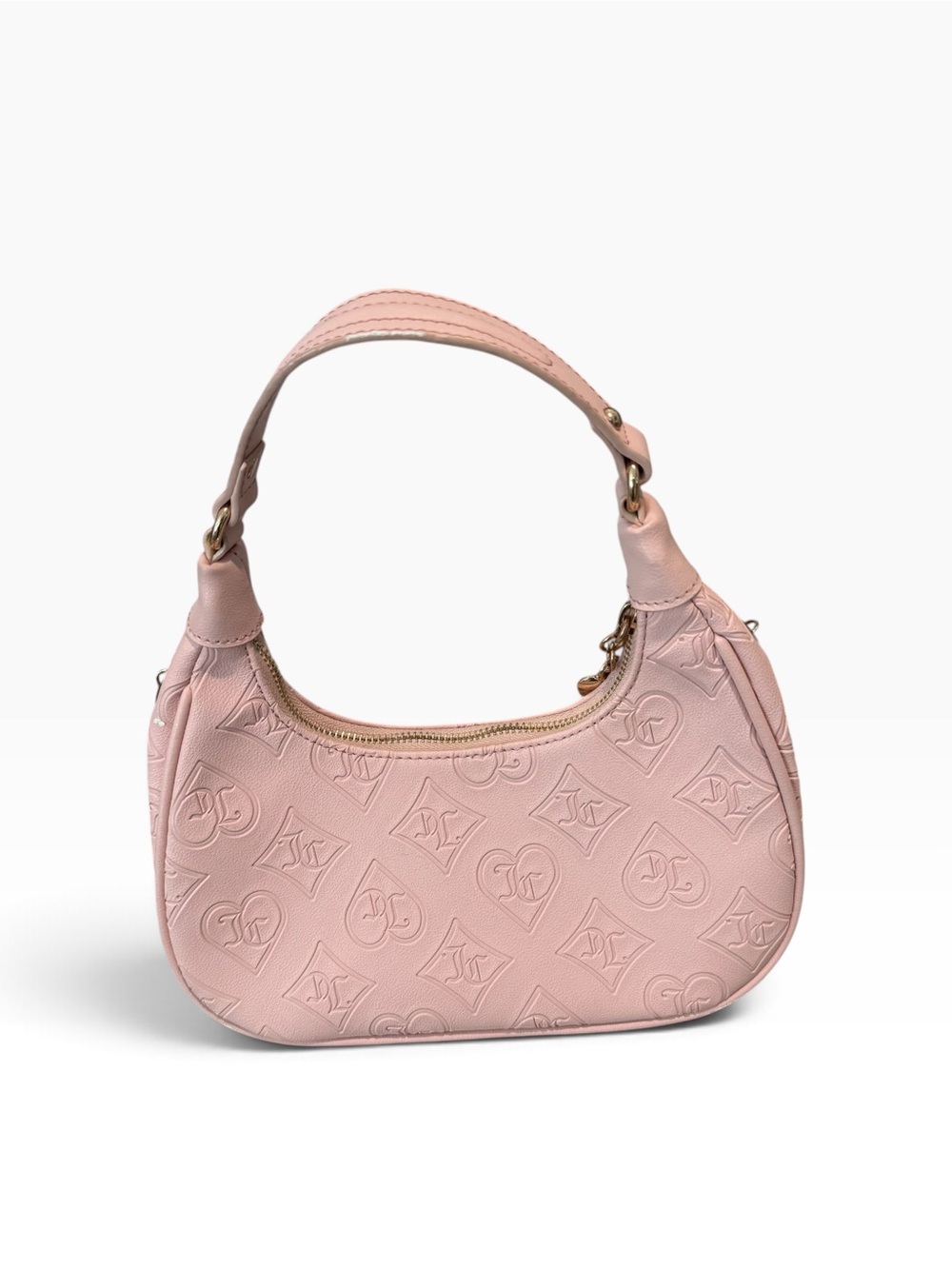 Juicy Coutre Pink hand held bag With Charms embellished hearts, zippered pocket - Picture 3 of 6